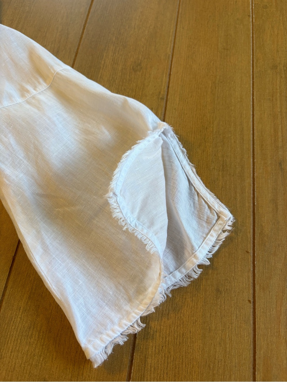 J Jill Love Linen Boho White 100% Linen Frayed Trim Tunic Top Large Lagenlook - Picture 11 of 15